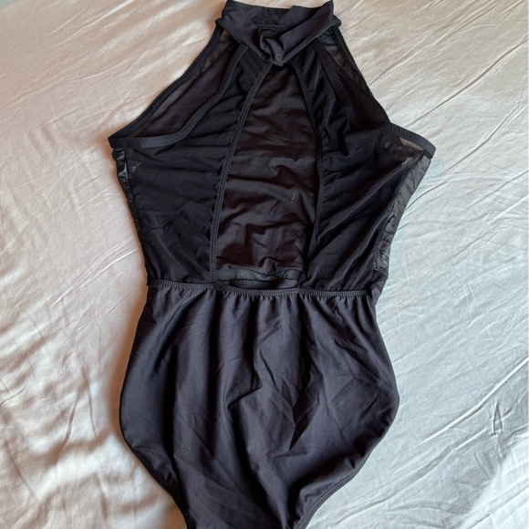 Black High Neck Leotard - Picture 2 of 6